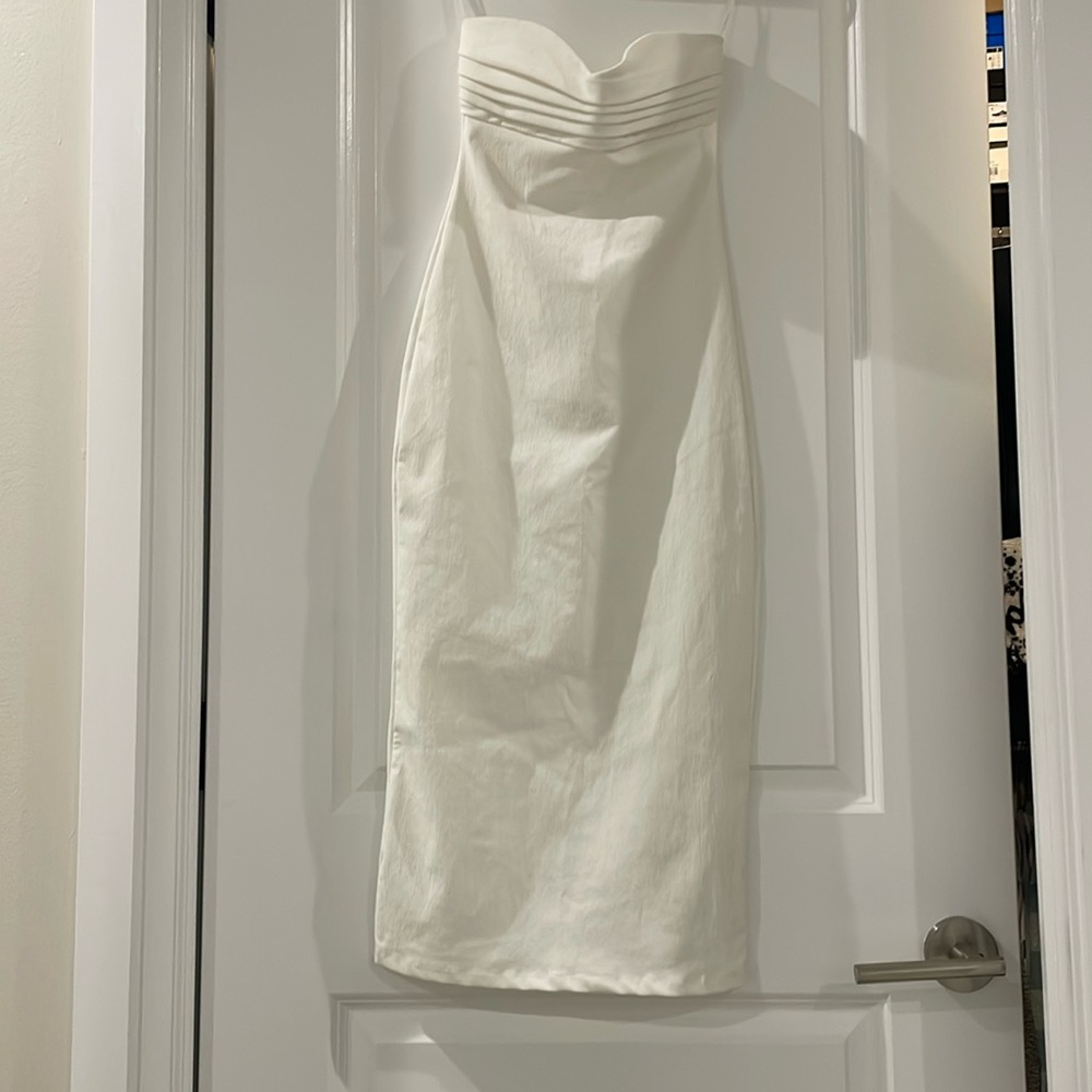 White Strapless Midi